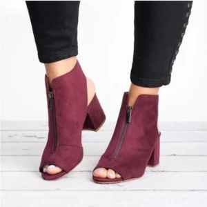 Fashion Women's Plus Size Fish Mouth Chunky Heel Sandals Elegant Medium Heel Women's Shoes Comfortable Peep Toe Shoes - Image 1