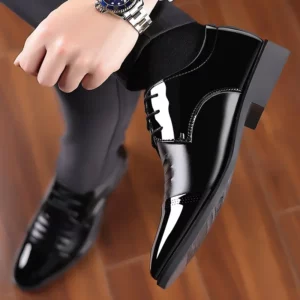 Men Dress Shoes Patent Leather Oxford Shoes Male Formal Big Size 38-48 Handsome Men Pointed Toe for Wedding - Image 2