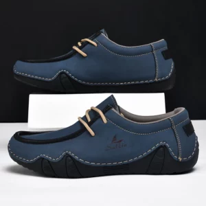 New 2024 Autumn Handmade Leather Casual Men Shoes Design Fashion Sneakers Man Loafers Breathable Low Top Flat Shoes Driving - Image 2