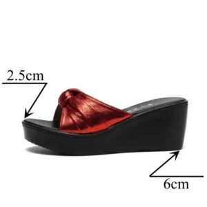 Plus Size 32-43 Medium Heels Platform Shoes Silver Slippers Summer 2024 Womens Chunky Wedges Slides for Office Beach Wedding - Image 2
