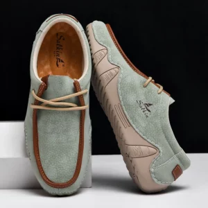 New 2024 Autumn Handmade Leather Casual Men Shoes Design Fashion Sneakers Man Loafers Breathable Low Top Flat Shoes Driving - Image 4