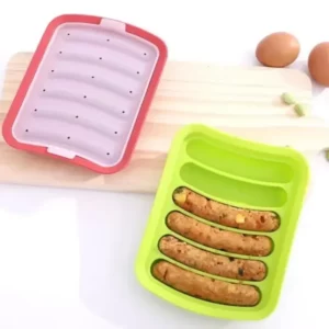 6-Grid Hot Dog Sausage Mold Food Grade Silicone Household Ham Hot Dog Making Tray Household Cake Baking Mold with Cover Kit Tool - Image 6