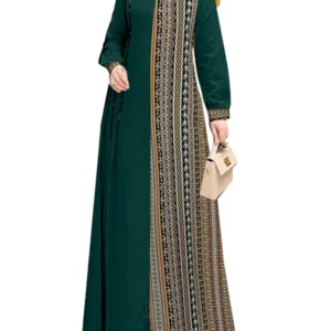 ZANZEA Autumn Patchwork Sundress Fashion Long Sleeve Printed Muslim Abaya Dress Women Maxi Dresses IsIamic Vestidos Robe Femme - Image 4