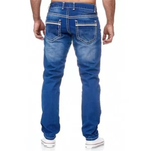 Men Jeans Black Straight Pants Spring Autmun Pockets Denim Casual Tousers Light Blue High quality Streetwear Jeans Men - Image 3