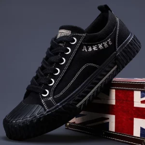 White Canvas Shoes for Men Casual Autumn Vulcanized Shoes Lace-up Students Cloth Shoe Men's Flats Sneakers Men Board Shoes - Image 3