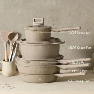 Pots and Pans Set Non Stick, 11Pcs Nonstick Kitchen Cookware Sets, Stackable Induction Cookware, Pot and Pan Set, Pans - Image 2