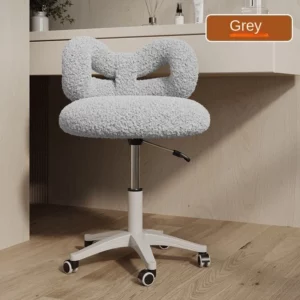OMGD Lift Swivel Make-up Chair Girls Bedroom Cream Wind Bow Dressing Stool Computer Chair Manicure Backrest Chairs Camping Home - Image 3