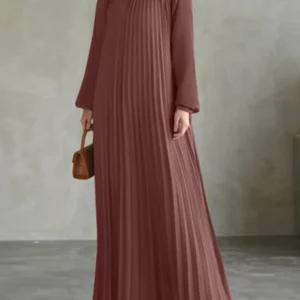Fashion Women Long Lantern Sleeve Muslim Dress Abaya ZANZEA Autumn Spring Pleated Sundress Islamic Maxi Robe Dubai Hijab Dresses - Image 2