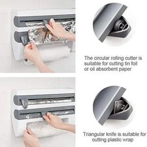 New Kitchen Wall Mounted Tissue Holder Plastic Packaging Multifunctional Kitchen Film Aluminum Foil Dispenser With Spice Rack - Image 3