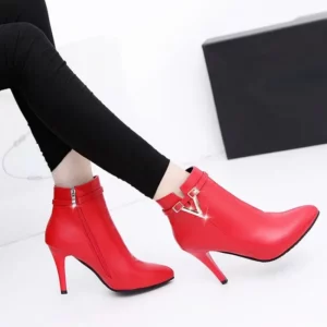 Botas Mujer Invierno Autumn Stiletto Thin High Heels Woman Pointed Toe Pu Leather Zipper Sexy Ankle Women Boot Botines Chelsea8 - Image 6