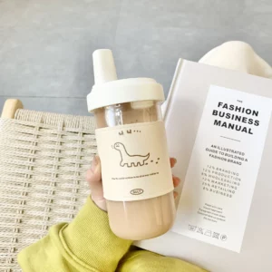 500/850ML Cartoon Bear Water Bottle Large Capacity Plastic Drinking Cups Juice Milk Tea Coffee Straw Cups for Students - Image 4