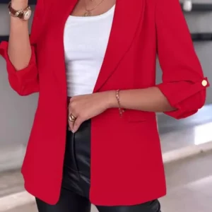 Elegant Women's Cardigan Blazer New 2024 Autumn Winter Long Sleeve Casual Solid Color Coat Jacket For Women Slim Blazers - Image 5