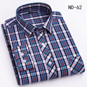 New Cotton Plaid Shirts For Man Long Sleeve Single Pocket Regular Fit Soft Easy Care Classic Dress Casual Shirts Man Clothing - Image 4