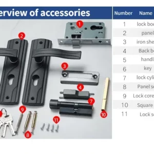 Door Handle Lock Manganese Steel Silent Bearing Universal Door Lever Lock Set with Keys for Home Bedroom Black Door Lever Lock - Image 5