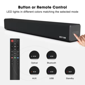 Bestisan Sound 2.0 Channel Soundbar with Built in Subwoofer Speaker, Bluetooth 5.1, Surround Sound Systems for PC, TV Latop, 80W - Image 3