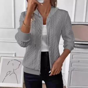 New Fashion Hooded Sweatshirts For Women 2024 Casual Loose Long Sleeve Zipper Coat Autumn Winter Solid Hoodies Jackets White - Image 6