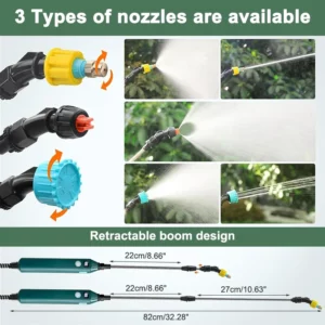 2400mAh Portable Electric Sprayer Wand Irrigation Tool 3 Mist Nozzles Plant High-Pressure Sprinkler Watering Garden Irrigation - Image 5