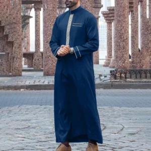 New men's loose hooded robe Luxury embroidered long sleeve Muslim garment robe Juba Sobi Traditional men's robe - Image 5