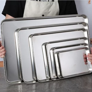 Kitchen Rectangle Stainless Steel Food Storage Serving Trays Sausage Noodles Fruits Dish Restaurant Hotel Metal Dinnerware Plate - Image 6