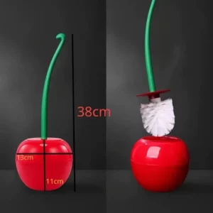 Red Toilet brush toilet holder bathroom accessories Creative Lovely Cherry Shape Lavatory Brush Toilet Brush Holder Set - Image 2