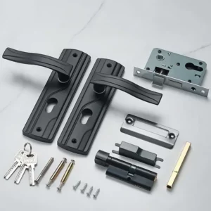 Door Handle Lock Manganese Steel Silent Bearing Universal Door Lever Lock Set with Keys for Home Bedroom Black Door Lever Lock - Image 4