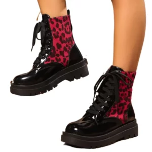 Women's Shoes 2024 High Quality Lace-up Women's Boots Fashion Leopard Print Modern Boots Women Winter Plus Size Mid-Calf Boots - Image 6