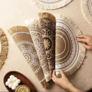Round Placemat Table Non-Slip Jute Mats for Dining Table Decoration Accessories Kitchen Placemats Coffee Coasters Party Dinner - Image 4