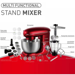 Sonifer Stand Mixer.reduction design, no displacement during,operation.Removable transparen bowl coverwith holes for adding ingr - Image 3