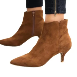 Luxury Women's Boots Spring Pointed Toe Stiletto Ankle Boots Fashion Leopard Print Women High heel suede Side Zipper Boots 35-43 - Image 2