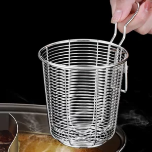 Hot Stainless Steel Mesh Colander Frying Basket Kitchen Handheld Noodles French Fries Sieve Oil Strainer Filter Spoon Tools Gadg - Image 2