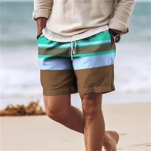 Colorful Stripe Pattern Beach Shorts For Men Fashion 3D Printed Swim Trunks Summer Board Shorts Loose Short Pants Streetwear - Image 2