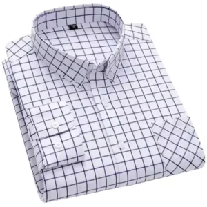 Men Cotton Green Plaid Long Sleeve Casual Shirt Easy Care Slim Fit Spring Autumn Man Fashion Clothing Young Boy Shirt Asia Size - Image 4