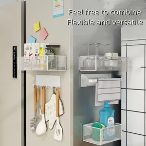 Home Refrigerator Shelf Side Storage Magnetic Artifact Side Side Hanging Basket Basket Box Supplies Household Summary Holder - Image 2