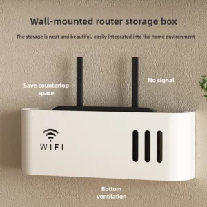 Wall Mounted Wireless WIFI Router Shelf ABS Plastic Storage Box Router Rack Cable Power Bracket Organizer Box for Living Room - Image 1