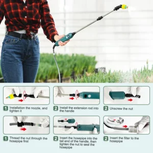 2400mAh Portable Electric Sprayer Wand Irrigation Tool 3 Mist Nozzles Plant High-Pressure Sprinkler Watering Garden Irrigation - Image 6