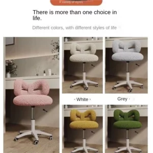OMGD Lift Swivel Make-up Chair Girls Bedroom Cream Wind Bow Dressing Stool Computer Chair Manicure Backrest Chairs Camping Home - Image 4