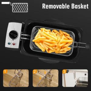 3L Deep Fryer Electric French Frie Frying Machine Oven Hot Pot Fried Chicken Grill Adjustable Thermostat Kitchen Cooking Sonifer - Image 3
