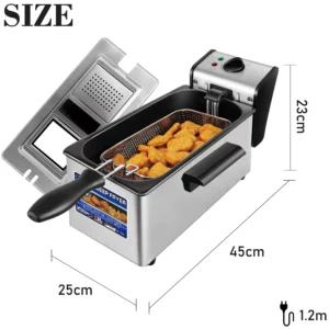 3L Deep Fryer Electric French Frie Frying Machine Oven Hot Pot Fried Chicken Grill Adjustable Thermostat Kitchen Cooking Sonifer - Image 6