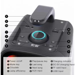 SH25Pro Wireless Bluetooth Speaker Outdoor High-volume Square Dance Subwoofer Abyss RGB Light Home Theater KTV Karaoke Audio - Image 6