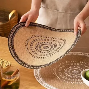 Round Placemat Table Non-Slip Jute Mats for Dining Table Decoration Accessories Kitchen Placemats Coffee Coasters Party Dinner - Image 5
