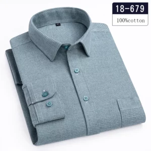 Luxury high-quality100%cotton houndstooth full shirts for men slim fit Casual shirt long-sleeve plaid soft designer clothes ropa - Image 4