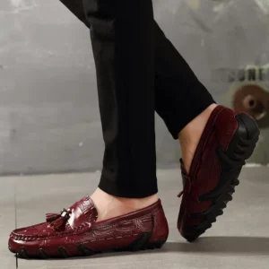 Men Genuine Leather Business Shoes Crocodile Pattern Loafers Fashion Moccasins Male Driving Flats Comfy Slip-On Man Casual Shoes - Image 4