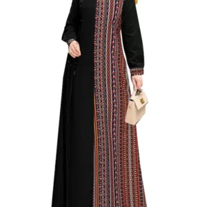 ZANZEA Autumn Patchwork Sundress Fashion Long Sleeve Printed Muslim Abaya Dress Women Maxi Dresses IsIamic Vestidos Robe Femme - Image 5