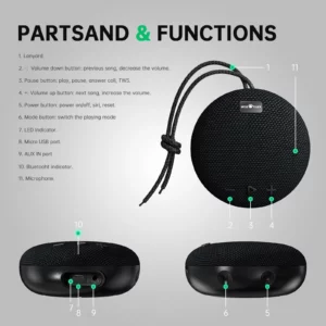 WISETIGER C200 Speaker Portable Outdoor Sports Sound Box IPX7 Waterproof Wireless Stereo Surround BT5.0 Bluetooth Speaker - Image 2