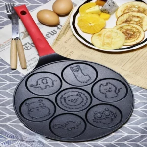 Seven-hole Breakfast Frying Pan Animal Face Design Multi-function Wheel Pancake Pan Small Egg Dumpling Non-stick Frying Mould - Image 3