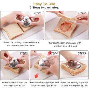 Hamburger Pie Sealer Mold Bread Round Stainless Steel DIY Sandwich Cutter BakingStainless Steel Sandwich Cutting Sealing Mould - Image 4