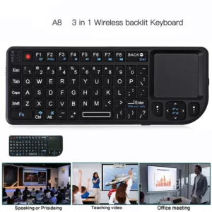 A8 Mini Wireless Keyboard 2.4G 7 Color Backlit 3 in1 Handheld Keyboard with Touchpad Air Mouse for Android TV Box PC Tablet - Image 3