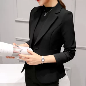 Women's Blazer 2022 Red Long Sleeve Blazers Pockets Jackets Coat Slim Office Lady Jacket Female Tops Suit Blazer Femme Jackets - Image 3