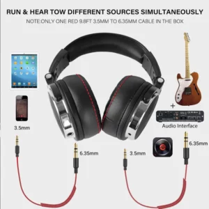 Oneodio Wired Headset Professional Studio Pro DJ Headphones With Mic Dual-Duty Cable HiFi Monitor Music Headset For Phone PC - Image 2