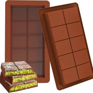 BestsellerChocolate Bar Molds 1Pack, Large and Thick Silicone Chocolate Bar Molds for Stuffed Bar, Big Chocolate Candy Bar Mold - Image 3